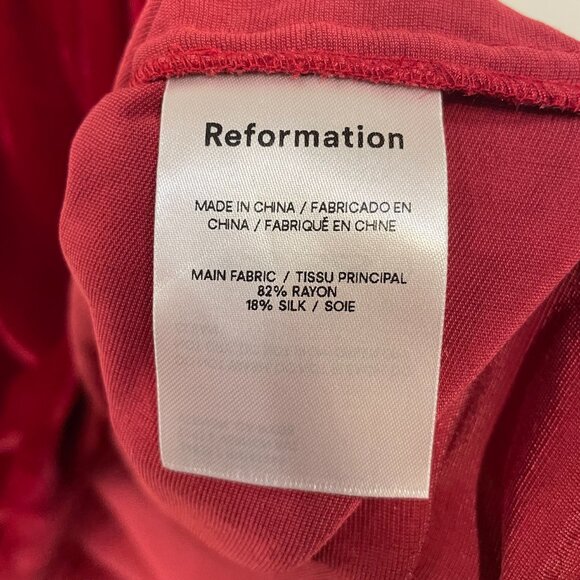 Last Chance! New Reformation Albi Velvet Puff Sleeve Mini Dress Crimson XS $278 - Picture 8 of 9